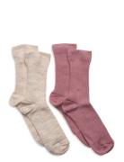 Sock 2P Bg Wool Rib Sukat Multi/patterned Lindex