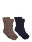 Sock 2P Bab Rib Wool Sukat Multi/patterned Lindex