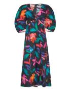 Floral Print Volume Sleeve Dress Polvipituinen Mekko Black GANT