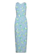 Jacquard Midi Slit Dress Polvipituinen Mekko Blue ROTATE Birger Christ...