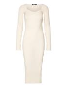 Knitted Midi Dress Polvipituinen Mekko White Gina Tricot