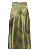 Laura Satin Skirt Polvipituinen Hame Green Hosbjerg