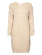 Kala Knit Dress Polvipituinen Mekko Beige Noella