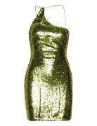 Asymmetric Sequin Dress Lyhyt Mekko Green Mango