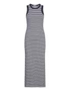 Slim 5X2 Str Rib Midi Dress Ns Polvipituinen Mekko Black Tommy Hilfige...