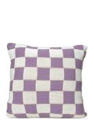 C/C 50X50 Knitted Check Purple Home Textiles Cushions & Blankets Cushi...