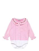 Bernadette - Shirt Bodysuit Pitkähihainen Body Pink Hust & Claire