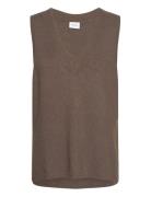 Viril Knit Rib V-Neck S/L Vest - Noos Vests Knitted Vests Khaki Green ...