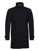 Recycled Wool Funnel Neck Coat Villakangastakki Pitkä Takki Black Lind...