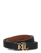 Logo Reversible Leather Skinny Belt Vyö Black Lauren Ralph Lauren