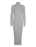 Turtleneck Ribbed Midi-Dress Polvipituinen Mekko Grey Mango