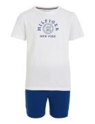 Ss Short Pj Set Pyjamasetti Pyjama White Tommy Hilfiger