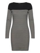 Striped Cotton Boatneck Dress Lyhyt Mekko Black Lauren Ralph Lauren