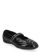 Patent Leather-Effect Sports Ballet Flats Ballerinat Black Mango