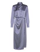 Satin Shirt Dress Polvipituinen Mekko Blue Mango