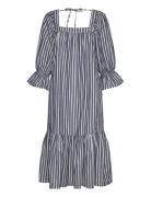 Striped Midi Dress Polvipituinen Mekko Blue Stella Nova