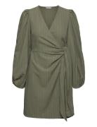 Axelle Wrap Dress Lyhyt Mekko Khaki Green Bubbleroom