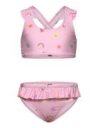 Bikini W. Short Skirt, Aop Bikinit Pink Color Kids