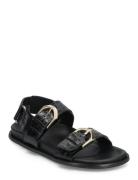 Le Alli Black Leather Sandals Matalapohjaiset Sandaalit Black ALOHAS