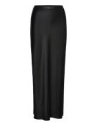 Hana Long Logo Satin Skirt Pitkä Hame Black Ahlvar Gallery