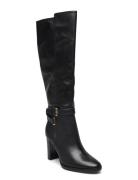 Manchester Burnished Leather Tall Boot Korkeavartiset Saapikkaat Black...