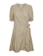 Yasflaxy Ss Wrap Dress Noos Lyhyt Mekko Beige YAS