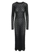 Pcnaya Ls O-Neck Lace Maxi Dress D2D Jit Polvipituinen Mekko Black Pie...