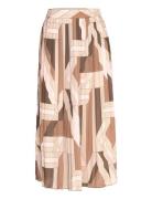 Reg Letters Print Pleated Skirt Polvipituinen Hame Brown GANT