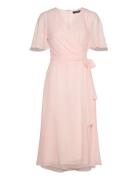 Belted Georgette Dress Polvipituinen Mekko Pink Lauren Ralph Lauren