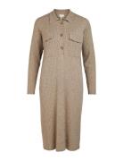 Objnoelle Polo Knit Dress Polvipituinen Mekko Beige Object