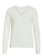 Viril V-Neck L/S Knit Top - Noos Tops Knitwear Jumpers White Vila