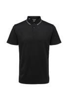 Slhleroy Ss Polo Noos Tops Polos Short-sleeved Black Selected Homme