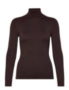 Slflydia Ls Knit Rollneck Lurex B Tops Knitwear Turtleneck Brown Selec...