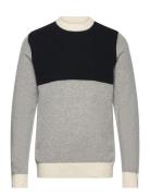 Akrico Colorblock Lambswool Tops Knitwear Round Necks Grey Anerkjendt