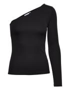 Q-Nova Shoulder Top Tops T-shirts & Tops Long-sleeved Black Calvin Kle...