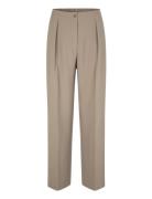 Fique Wide Trousers Bottoms Trousers Wide Leg Beige Second Female