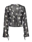 Enearth Ls Top Aop 7004 Tops Blouses Long-sleeved Black Envii