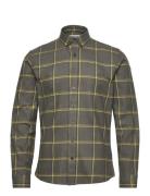 Checked Twill Shirt L/S Tops Shirts Casual Green Lindbergh