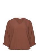 Kctina 3/4 Sl Blouse Tops Blouses Long-sleeved Brown Kaffe Curve