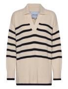 Leonie Collar Knit Pullover Tops Knitwear Jumpers Cream Minus