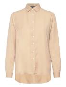 Sanna Lyocell Shirt Tops Shirts Long-sleeved Beige Lexington Clothing