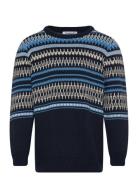 Jacquard Knit Cotton Crew Knit - Go Tops Knitwear Pullovers Multi/patt...