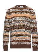 Slhfaro Ls Knit Fair Isle Crew Neck W Tops Knitwear Round Necks Brown ...