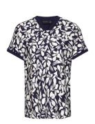 Blouse-Woven Tops Blouses Short-sleeved Navy Brandtex