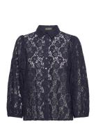 Slwela Stefani Blouse Ls Tops Blouses Long-sleeved Navy Soaked In Luxu...