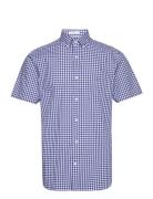 Reg Classic Poplin Gingh Ss Shirt Tops Shirts Short-sleeved Blue GANT