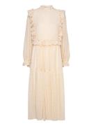 Midi Dress With Flounce At Chest Designers Knee-length & Midi Cream St...