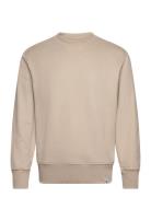 Woven Tab Crew Neck Tops Sweat-shirts & Hoodies Sweat-shirts Beige Cal...