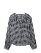 Feminine Print Blouse Tops Blouses Long-sleeved Blue Tom Tailor