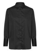 Lr-Isla Solid Tops Shirts Long-sleeved Black Levete Room